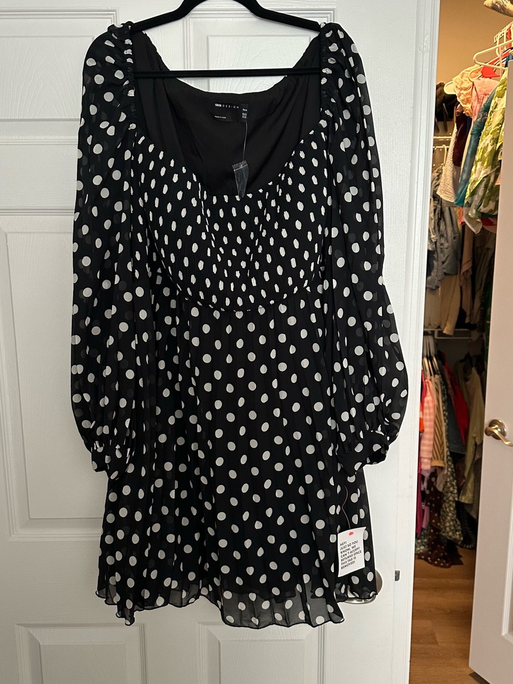 ASOS Curve Black & White Polka Dot Puff-Sleeve Mini Dress